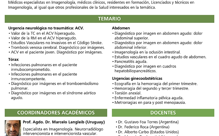 Curso de actualización:»Urgencias no traumáticas frecuentes en radiología»